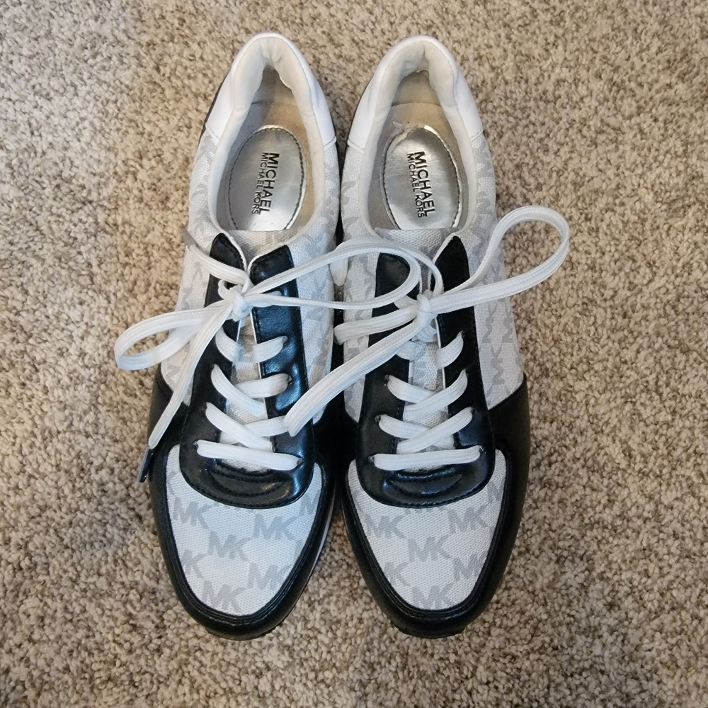 Black and White Monique Michael Kors Platform Sneakers - Picture 2 of 11